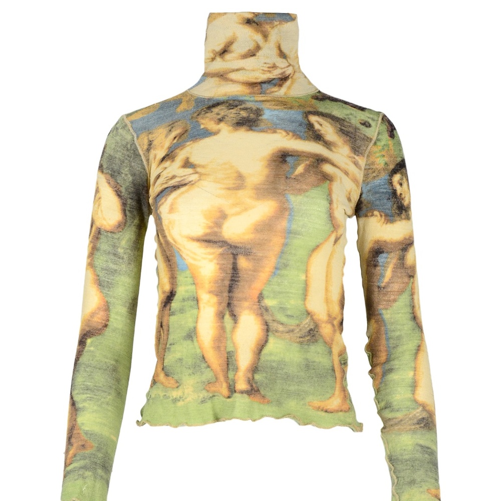 Jean Paul Gaultier Statue Print Turtleneck Sz S